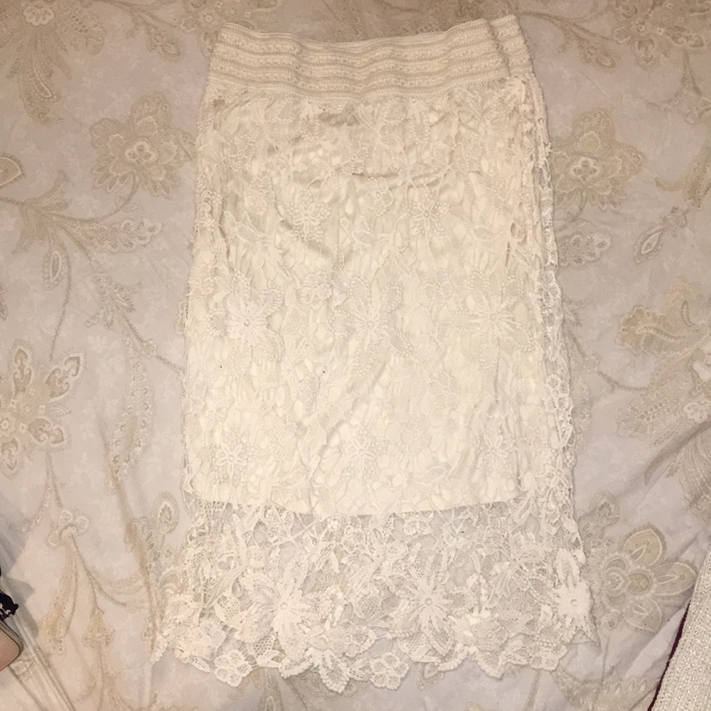 Kenar ivory crocheted skirt.
